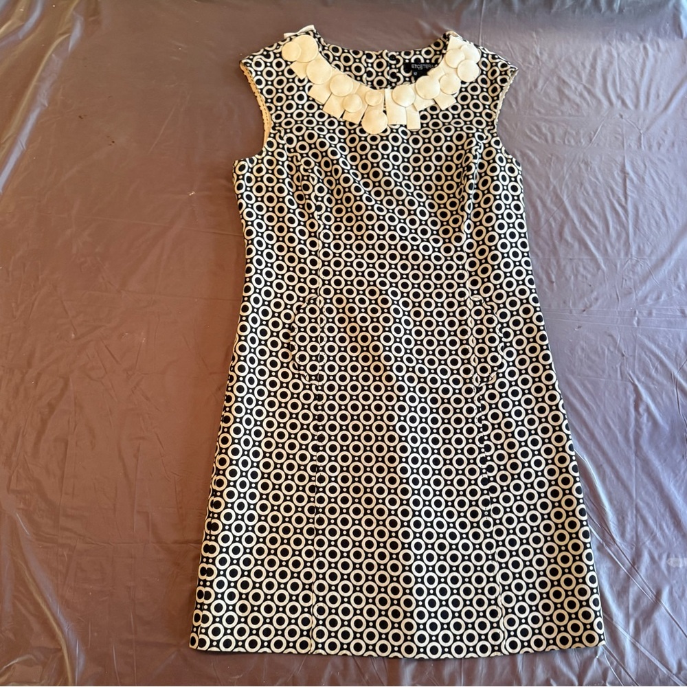 Etcetera by Carlisle Navy/Cream Cap Sleeve Shift Dress size 14/Large - Picture 5 of 9